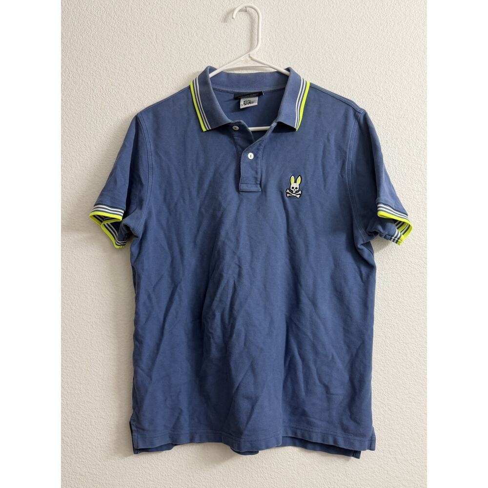 Psycho Bunny Pique Polo Shirt Blue Short Sleeve Size 5